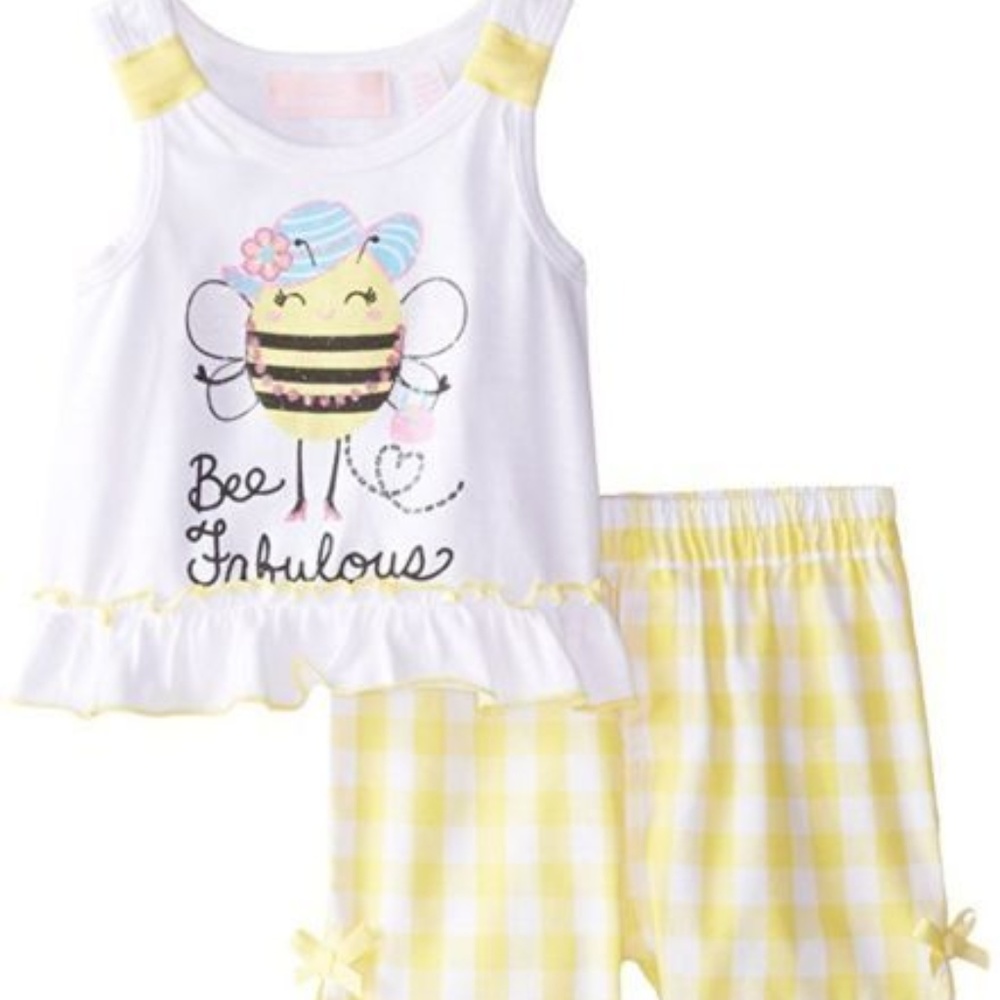 Baby Girl 2 Piece Bee Graphic‎ Top Short Set Outfit